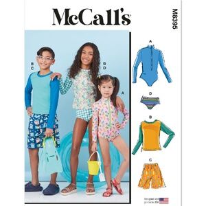M8395 McCall's Sewing Pattern Children's, Girls' and Boys' Rash Guard Bodysuit,
